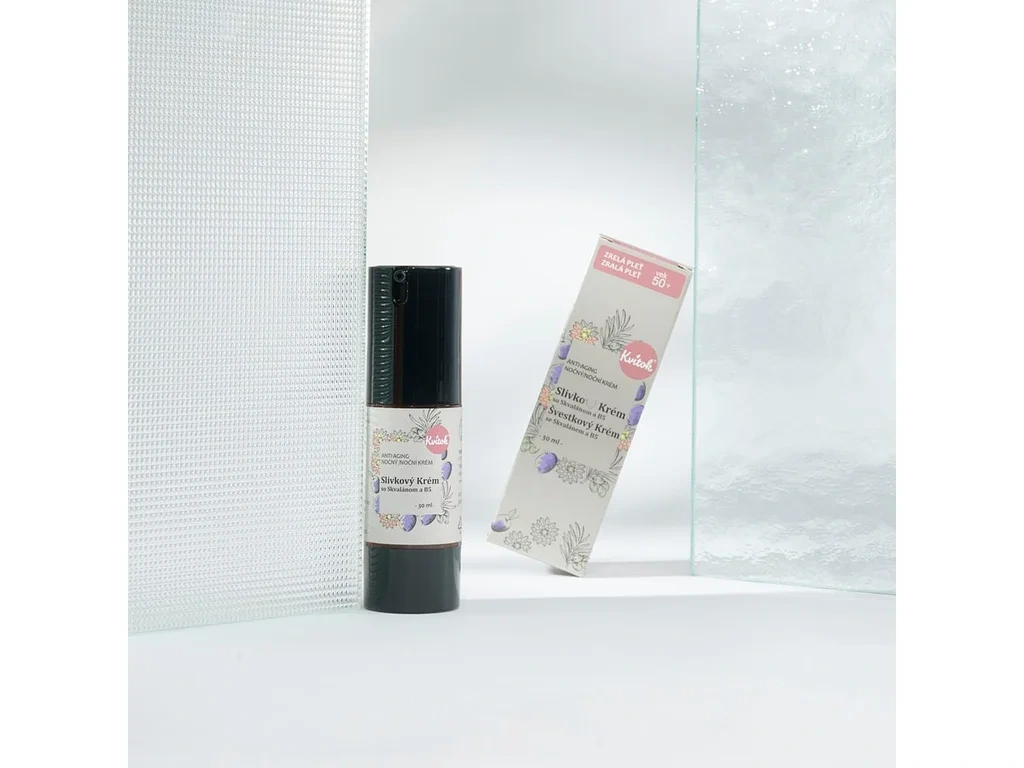 Nočný krém na zrelú pleť 50+ – regenerácia pleti 30 ml – Kvitok Slivka