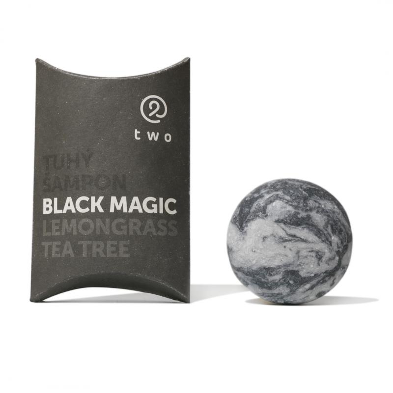 two - Tuhý šampón Black magic na posilnenie a obnovu vlasov - 85g